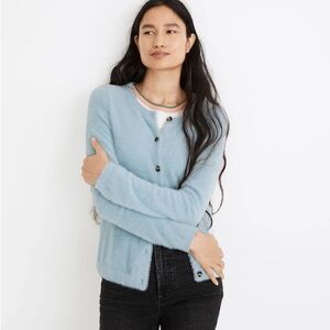 Madewell Hewitt Fuzzy Button-Up Cardigan Women's feather Blue Sweater M medium